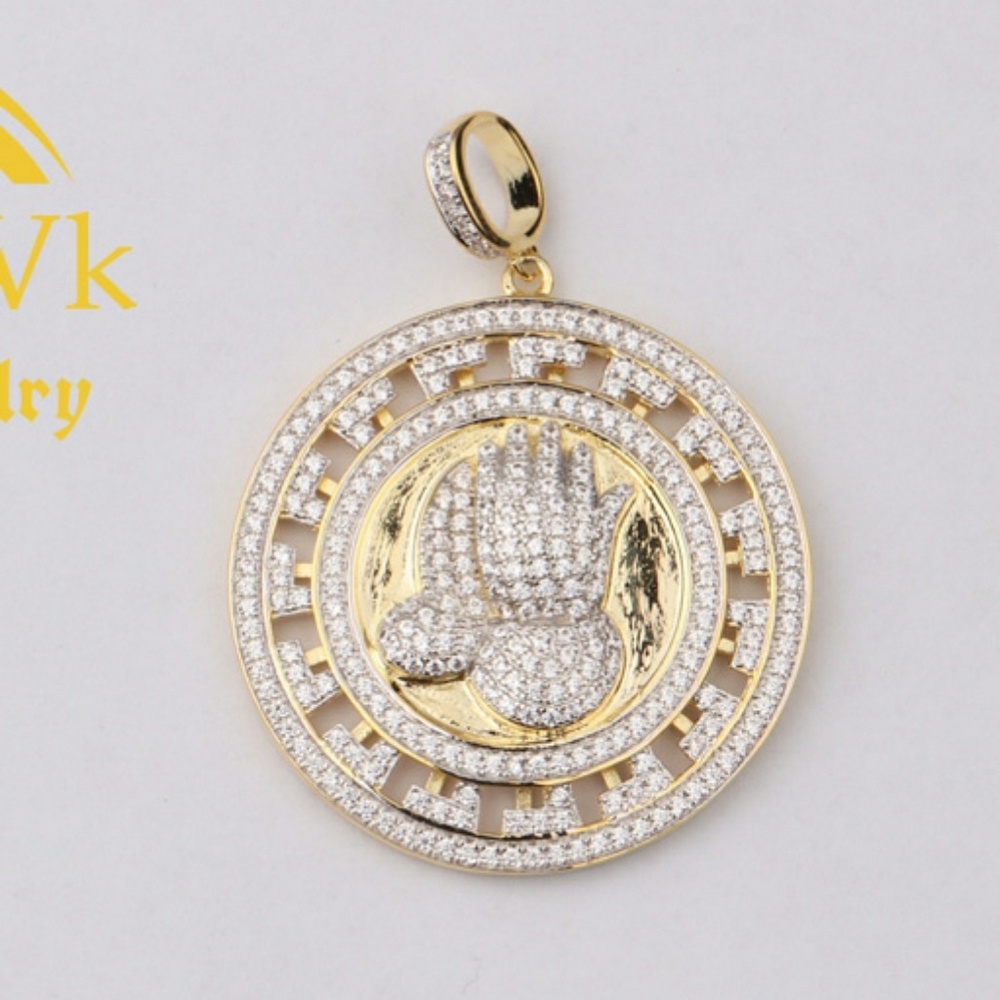Iced Out Custom Praying Hand Medallion Pendant
